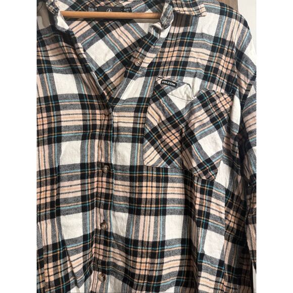 Volcom Multicolor Flannel Plaid to Meet U Long Sleeve Button Up Shirt Size XS - Picture 2 of 5
